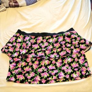 Material Girl floral tiered ruffle skirt